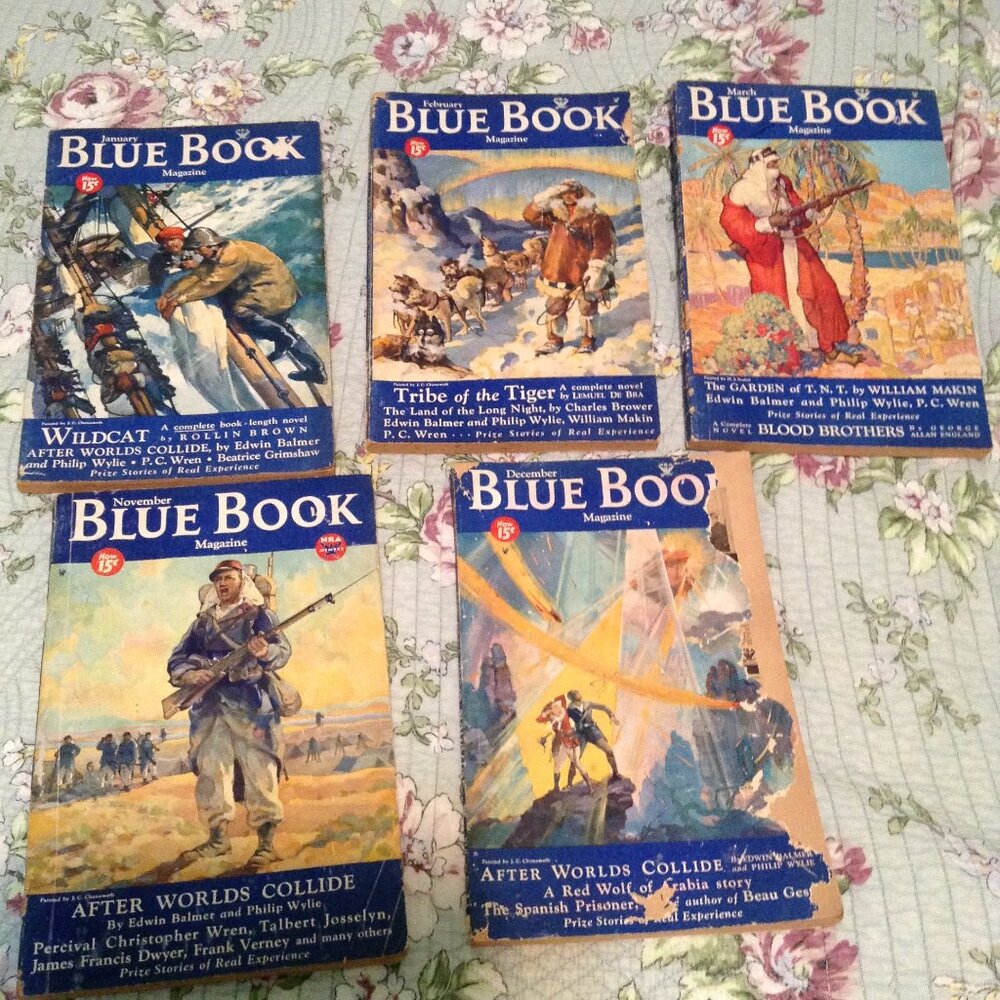 ORIGINAL lot of 5 issues of The Blue Book Magazine, November 1933-March 1934